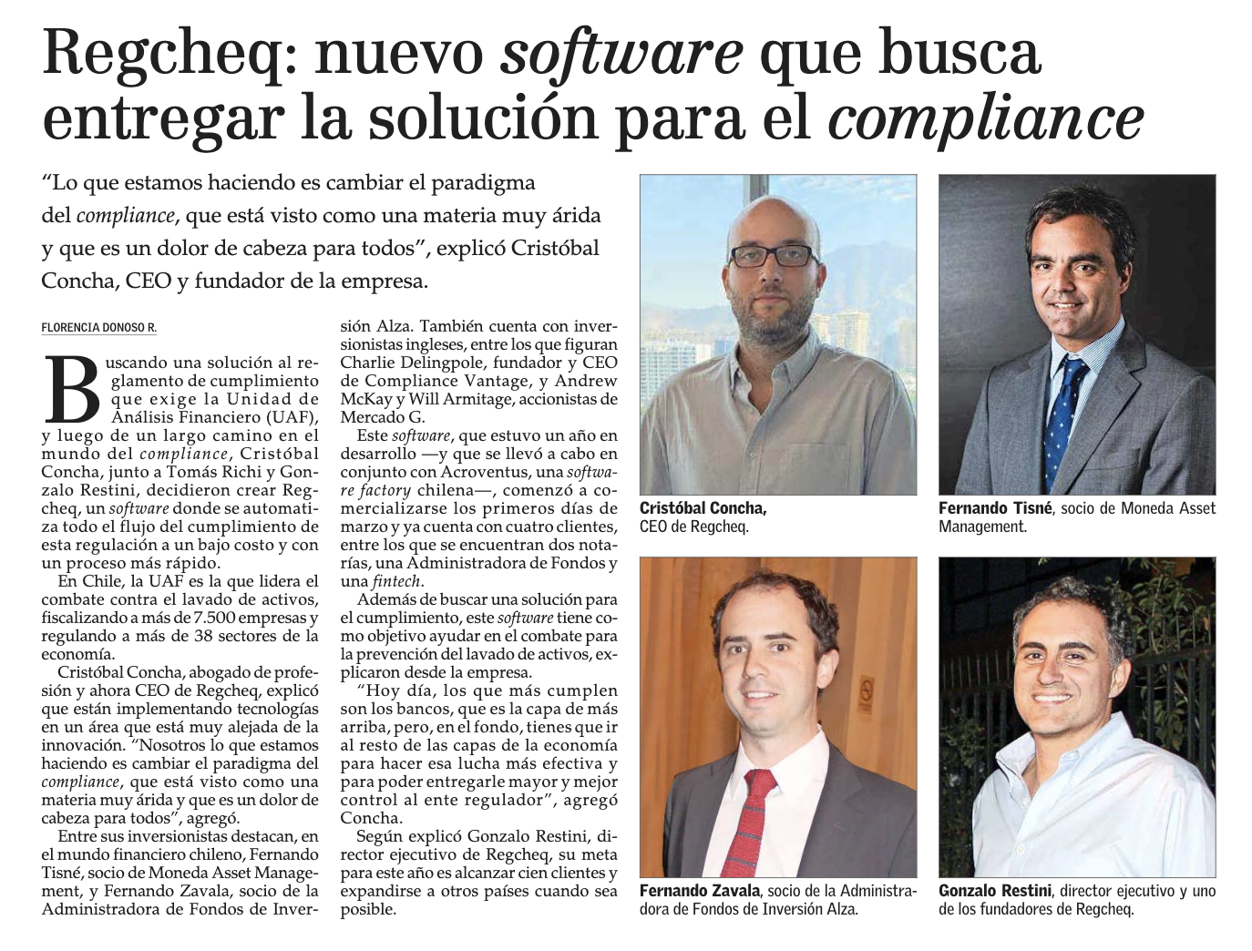 21-3-15 Reportaje Regcheq - El Mercurio